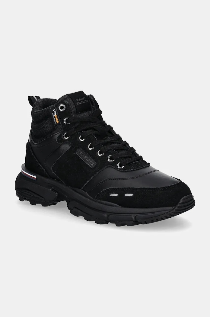 Tenisky Tommy Hilfiger M RUNNER CORDURA HI LTH MIX semišová koža čierna FM0FM05222