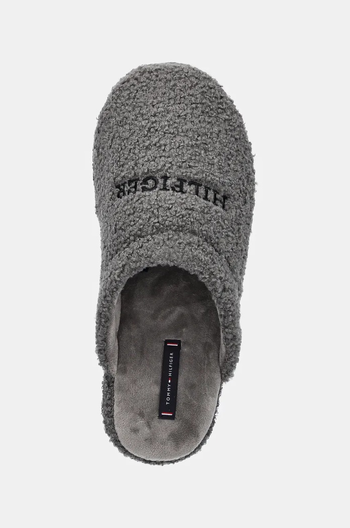 Tommy Hilfiger kapcie HILFIGER WARM CURLY HOUSE SHOE szary FM0FM05226