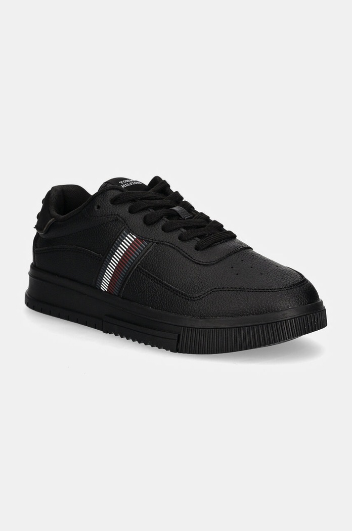 Sneakers Tommy Hilfiger SUPERCUP STRIPES TUMBLED LTH μικρό μαύρο FM0FM05300