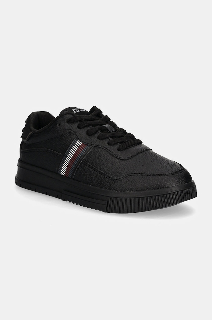 Sneakers Tommy Hilfiger SUPERCUP STRIPES TUMBLED LTH μικρό μαύρο FM0FM05300