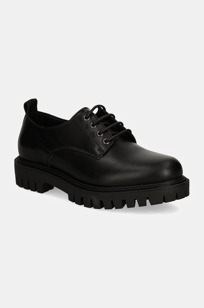 Kožne cipele Tommy Hilfiger CASUAL HILFIGER CHUNKY LTH SHOE zrnata koža crna FM0FM05301