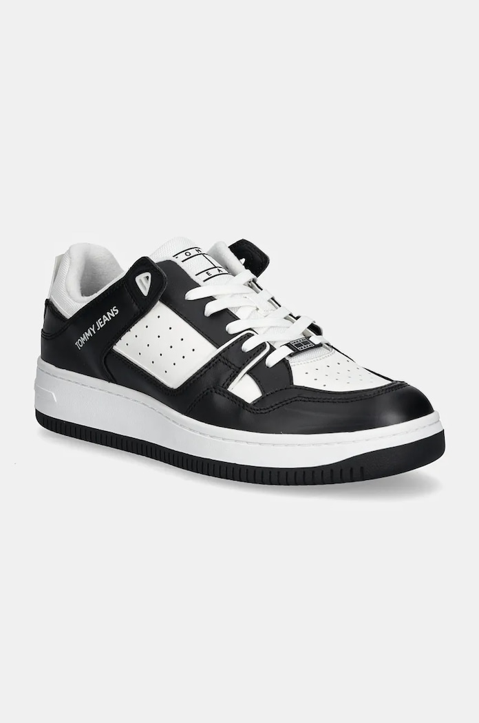 Superge Tommy Jeans TJM BASKET RETRO CUPSOLE WL Zrnato usnje črna EM0EM01464