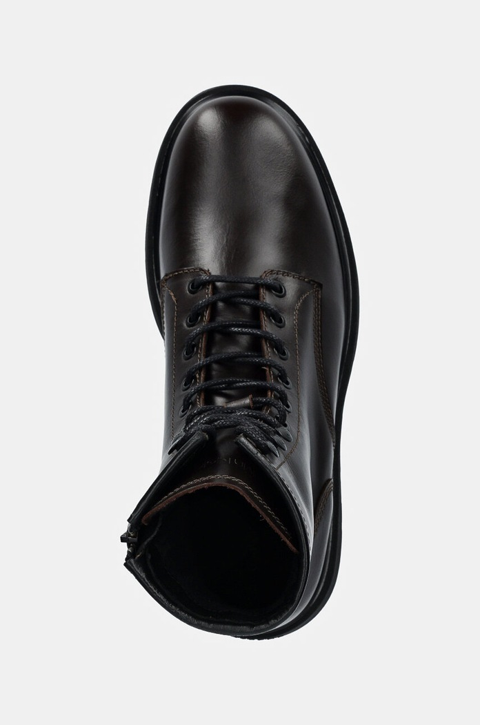 Calvin Klein trapery skórzane LACE UP BOOT W/ ZIP LTH brązowy HM0HM01575