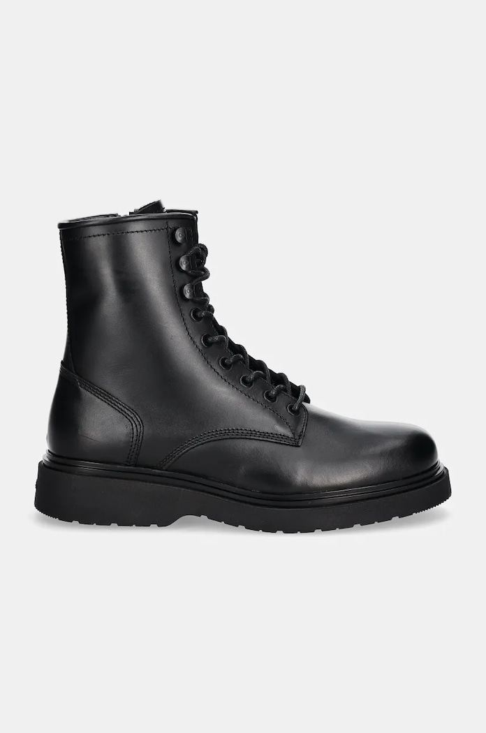 Calvin Klein trapery skórzane LACE UP BOOT W/ ZIP LTH HM0HM01575 czarny NC24