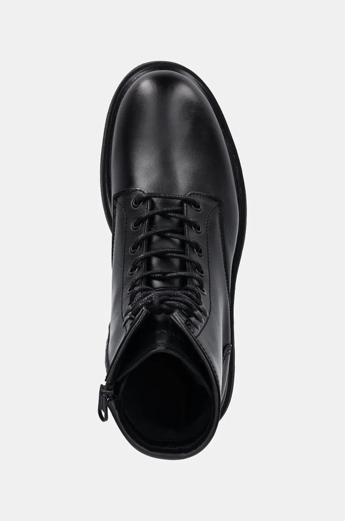 Calvin Klein trapery skórzane LACE UP BOOT W/ ZIP LTH czarny HM0HM01575