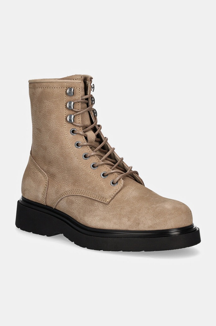 Cipele od brušene kože Calvin Klein LACE UP BOOT W/ ZIP SUEDE casual bež HM0HM01576