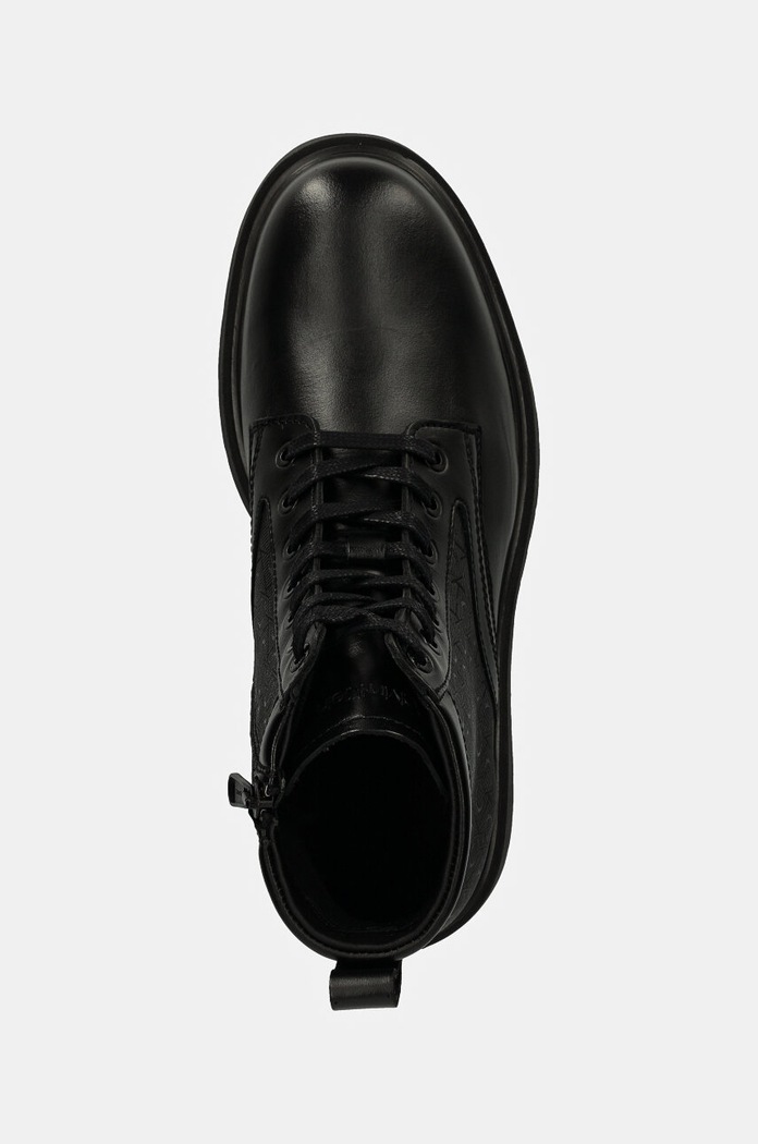 Kožené trapery Calvin Klein LACE UP BOOT W/ ZIP MONO černá HM0HM01580