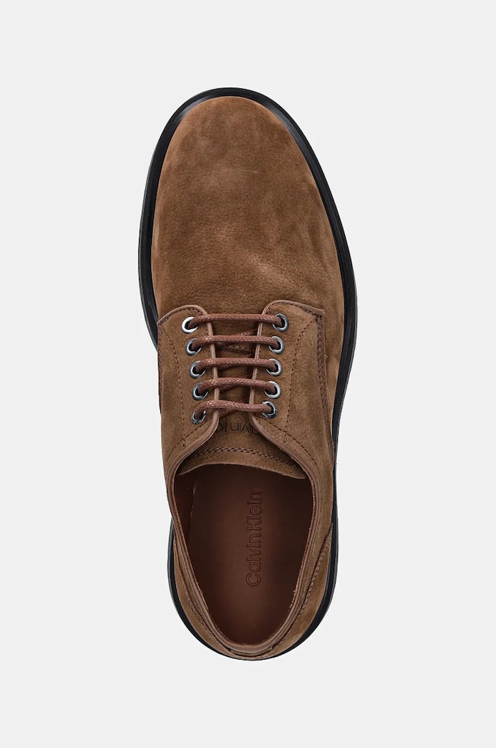 Nubukové polobotky Calvin Klein DERBY SUEDE hnědá HM0HM01689