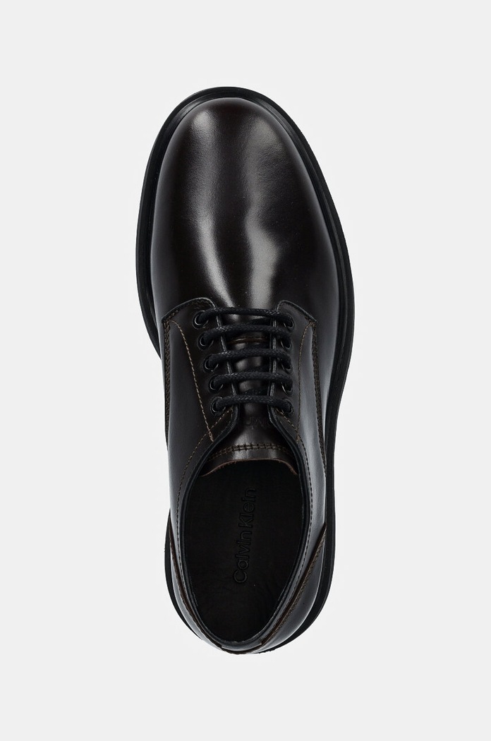 Kožené poltopánky Calvin Klein DERBY LTH hnedá HM0HM01574