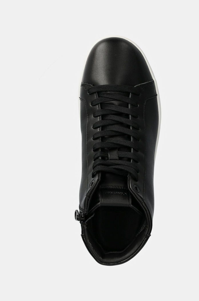 Kožené tenisky Calvin Klein HIGH TOP LACE UP čierna HM0HM01547