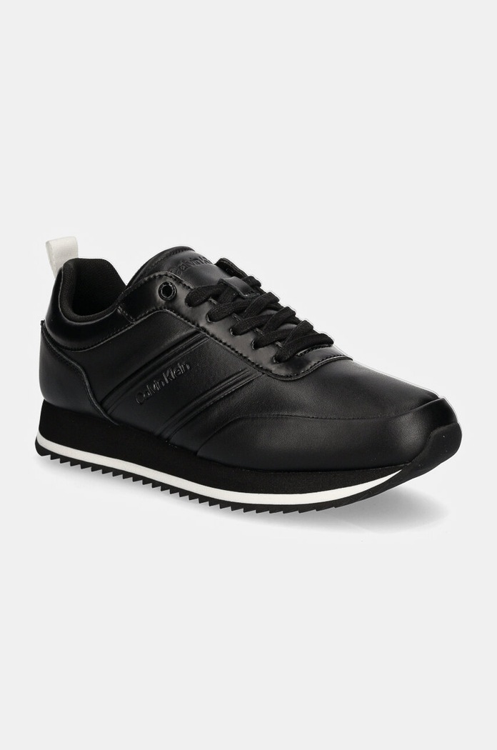 Sneakers Calvin Klein LOW TOP LACE UP LTH HF συνθετικό μαύρο HM0HM01553