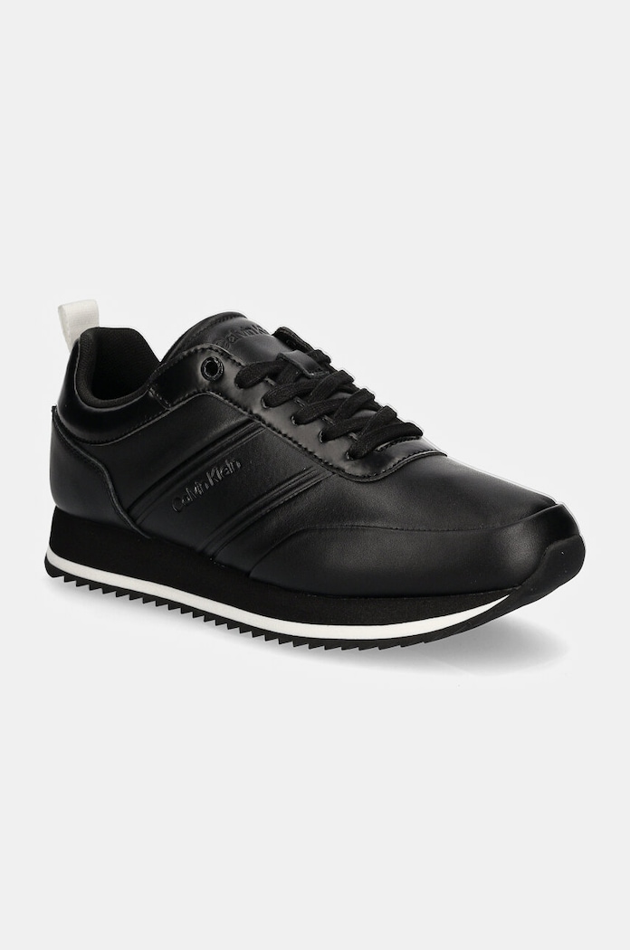 Sneakers Calvin Klein LOW TOP LACE UP LTH HF συνθετικό μαύρο HM0HM01553