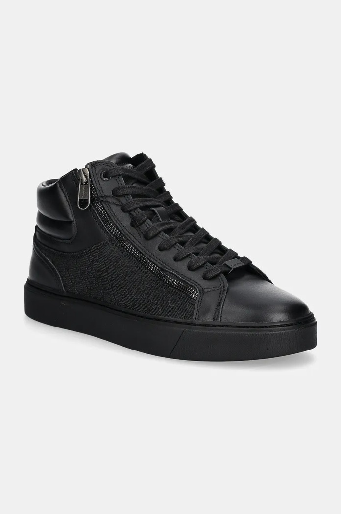 Sneakers Calvin Klein HIGH TOP LACE UP W/ ZIP MONO συνθετικό μαύρο HM0HM01556