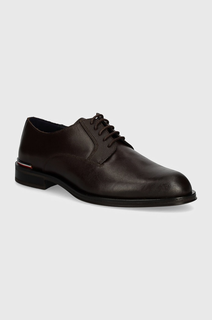 Kožne cipele Tommy Hilfiger CORE RWB HILFIGER TEXT LTH SHOE večernje smeđa FM0FM05255