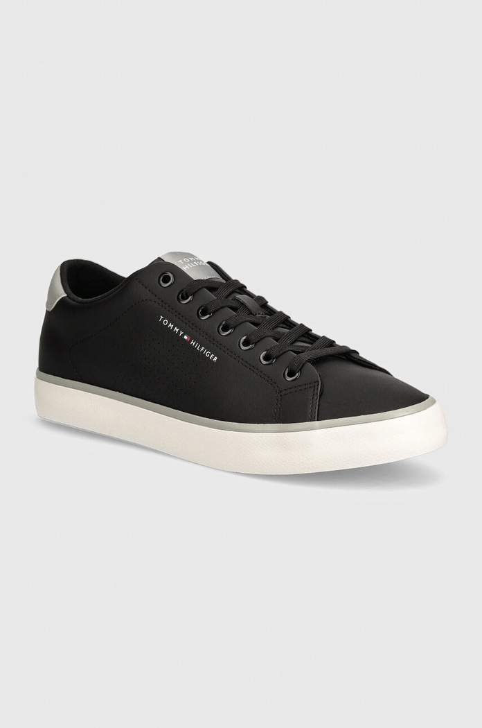 Sneakers boty Tommy Hilfiger TH HI VULC LOW CORE SEASONAL přírodní kůže černá FM0FM05110