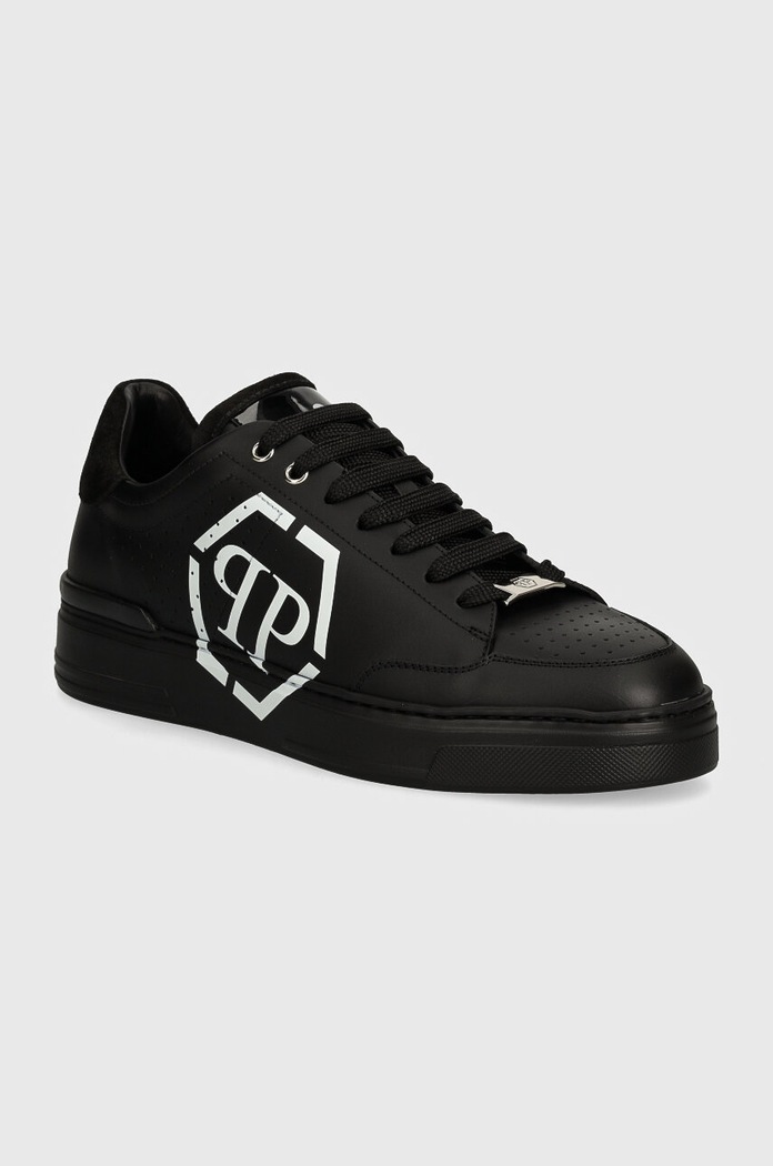 Philipp Plein sneakers din piele Lo-Top Hexagon mic de statură negru MSC3981.PLE005N.0202