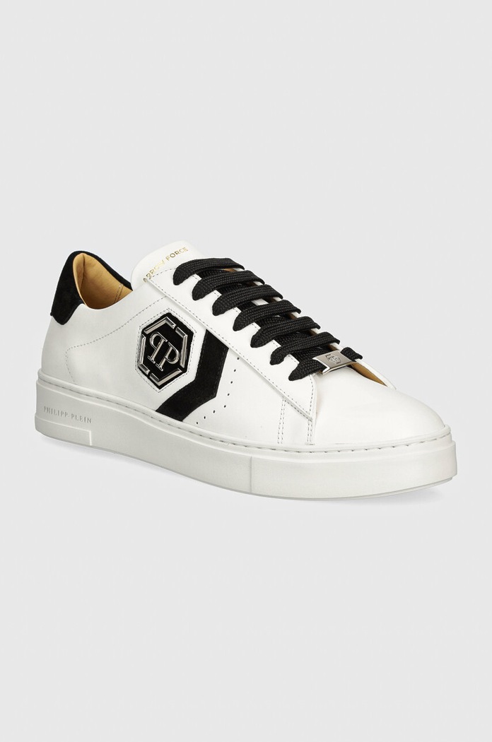 Usnjene superge Philipp Plein Lo-Top Arrow Force Nizka bela MSC3998.PLE005N.0102