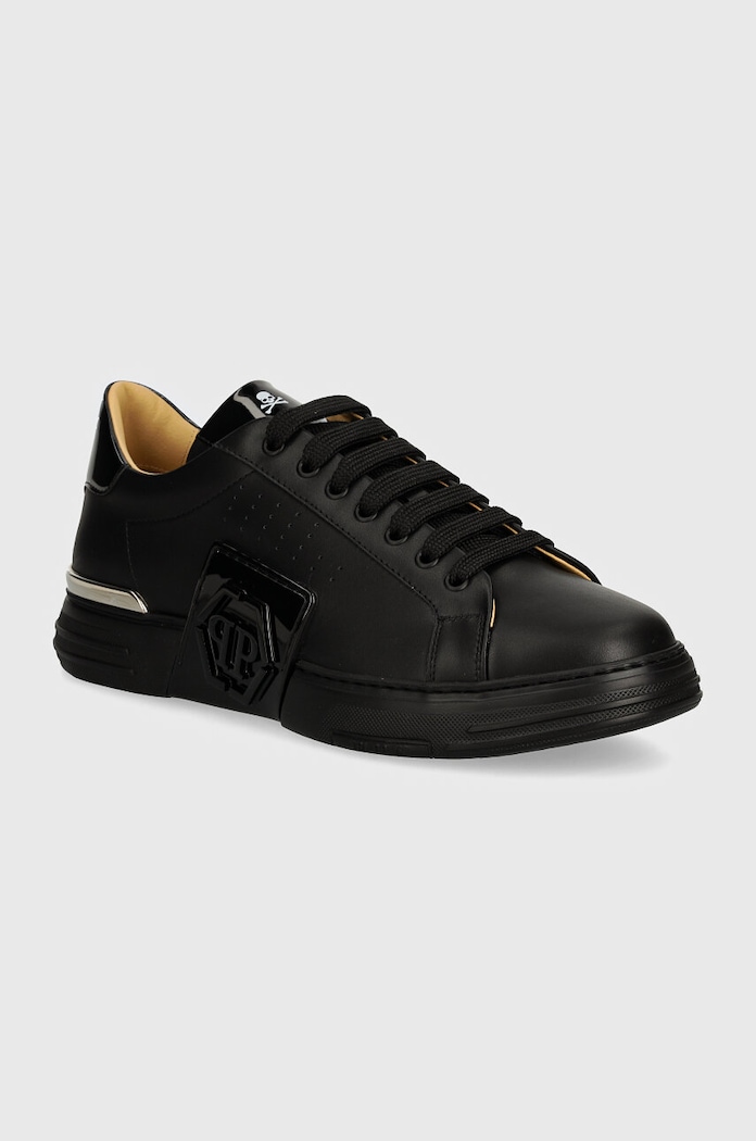 Usnjene superge Philipp Plein Hexagon Phantom Kicks Nizka črna USC0565.PLE025N.0202