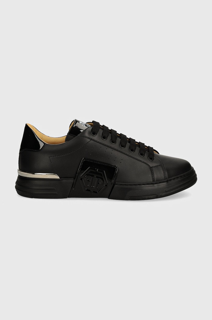 Usnjene superge Philipp Plein Hexagon Phantom Kicks USC0565.PLE025N.0202 črna AW24