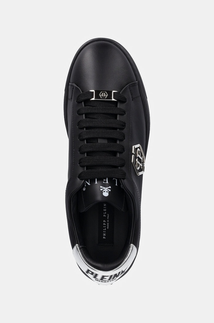 Δερμάτινα sneakers Philipp Plein Nappa Lo-Top Hexagon μαύρο USC0676.PLE075N.0202