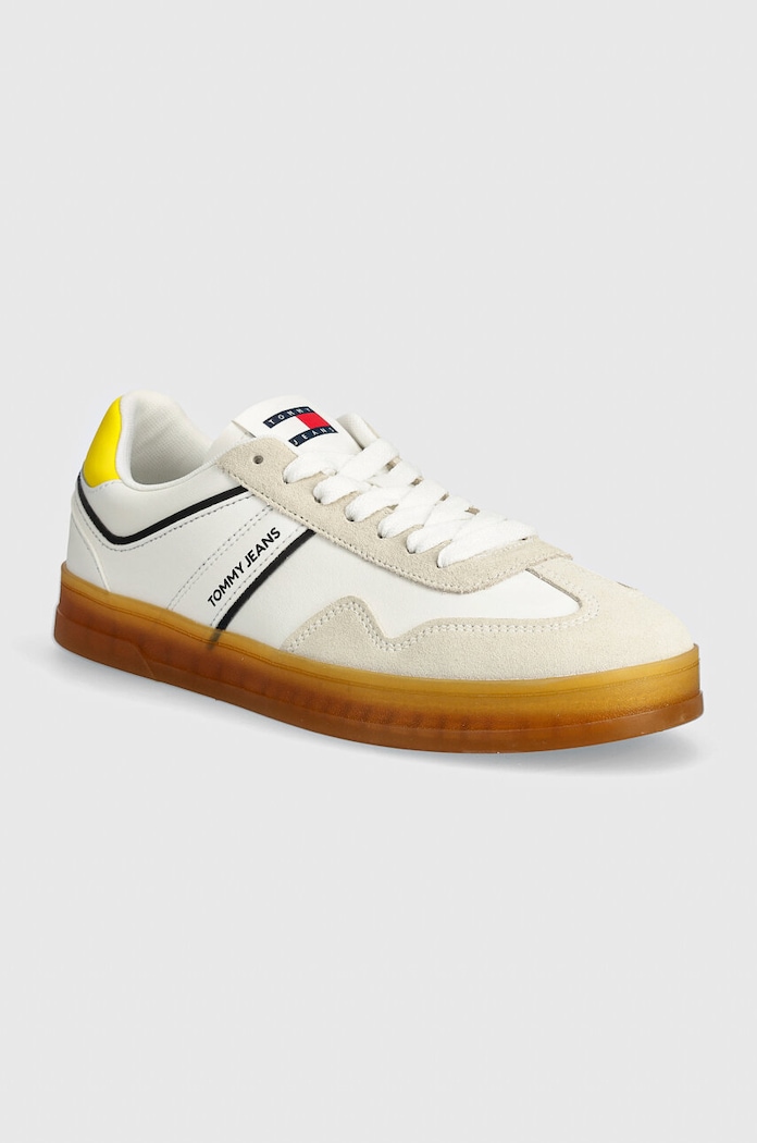 Tenisky Tommy Jeans TJM LEATHER RETRO CUPSOLE semišová koža biela EM0EM01414