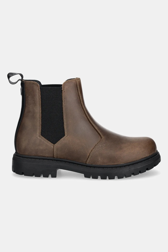 Nubukové kotníkové boty Guess SIDNEY BEATLES FMFSBE.LEA15.BROWN hnědá AW24