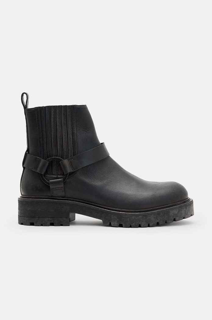 AllSaints buty skórzane Hank Biker Boot skóra licowa czarny M017FB