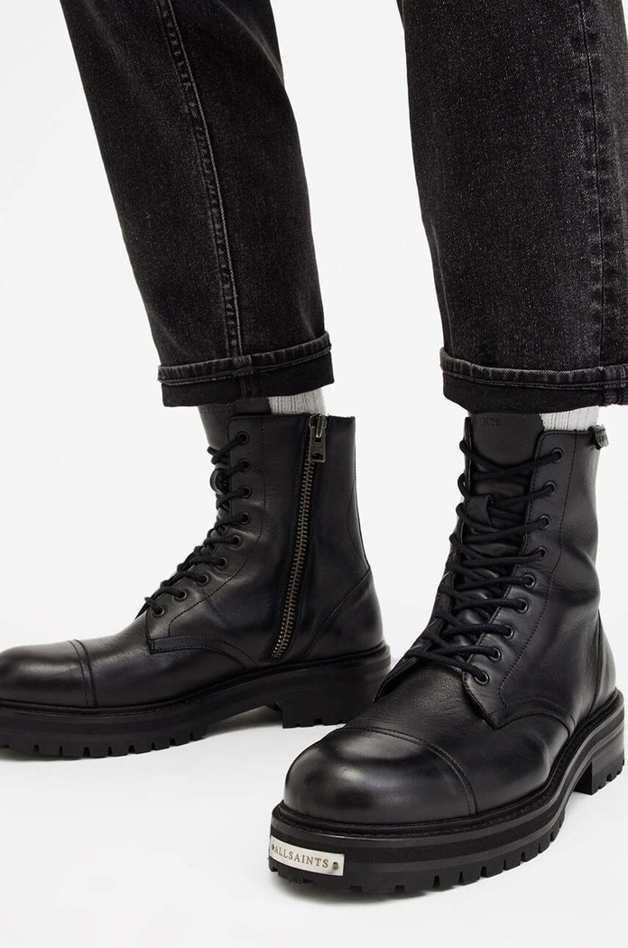 Kožené boty AllSaints Hank Boot M004FB černá