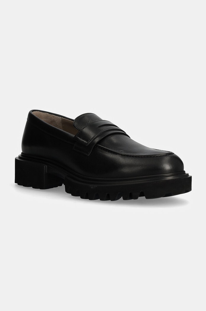 AllSaints Mokasyny skórzane Vinni Loafer czarny M051FB