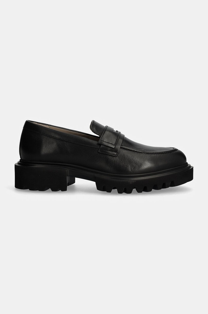AllSaints Mokasyny skórzane Vinni Loafer M051FB czarny AW24