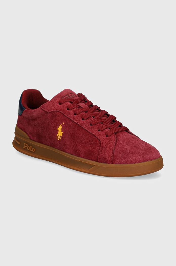 Polo Ralph Lauren sneakers din piele intoarsă Hrt Crt II piele întoarsă burgundia 809940313003
