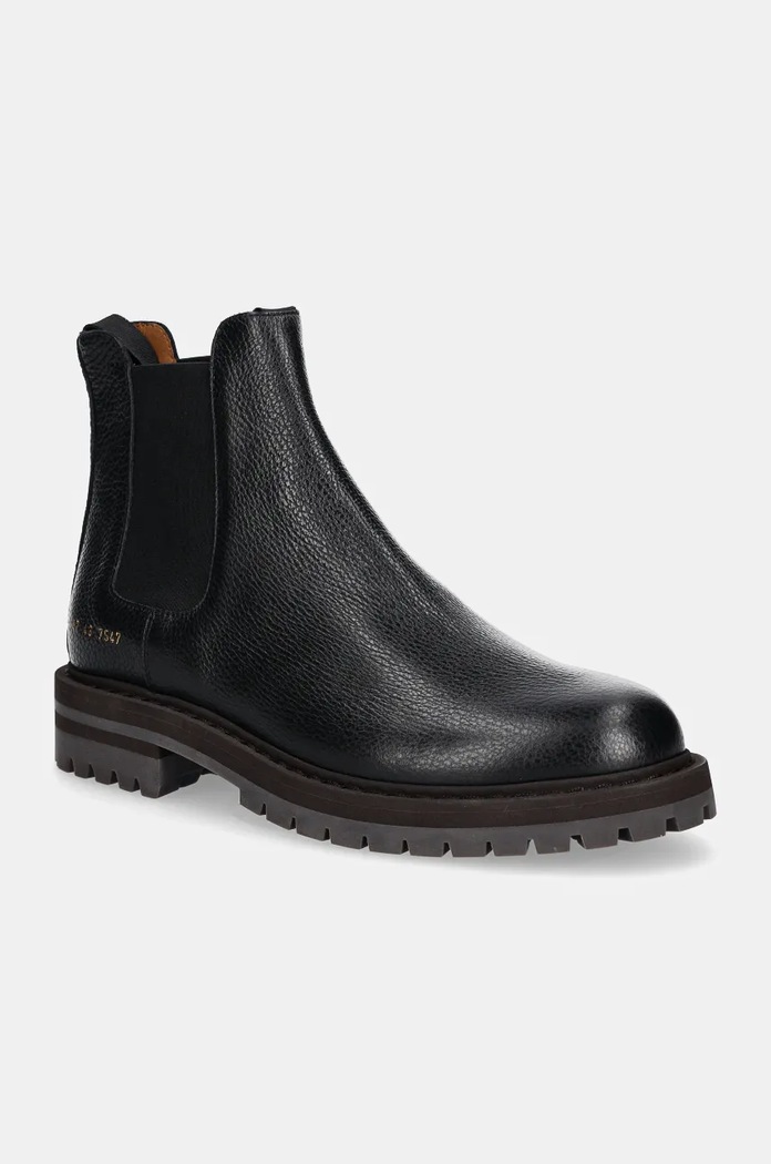 Common Projects Ghete chelsea de piele Chelsea Workboot in Leather negru 2447.7547