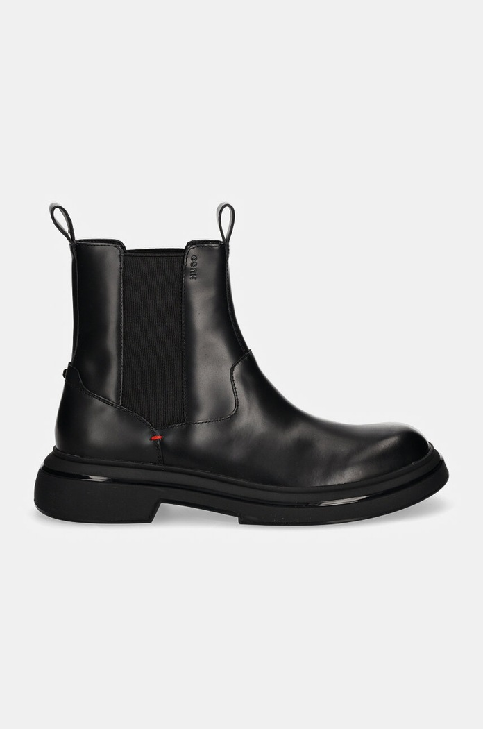 Kožené kotníkové boty HUGO Rikky 50522983.001 černá AW24