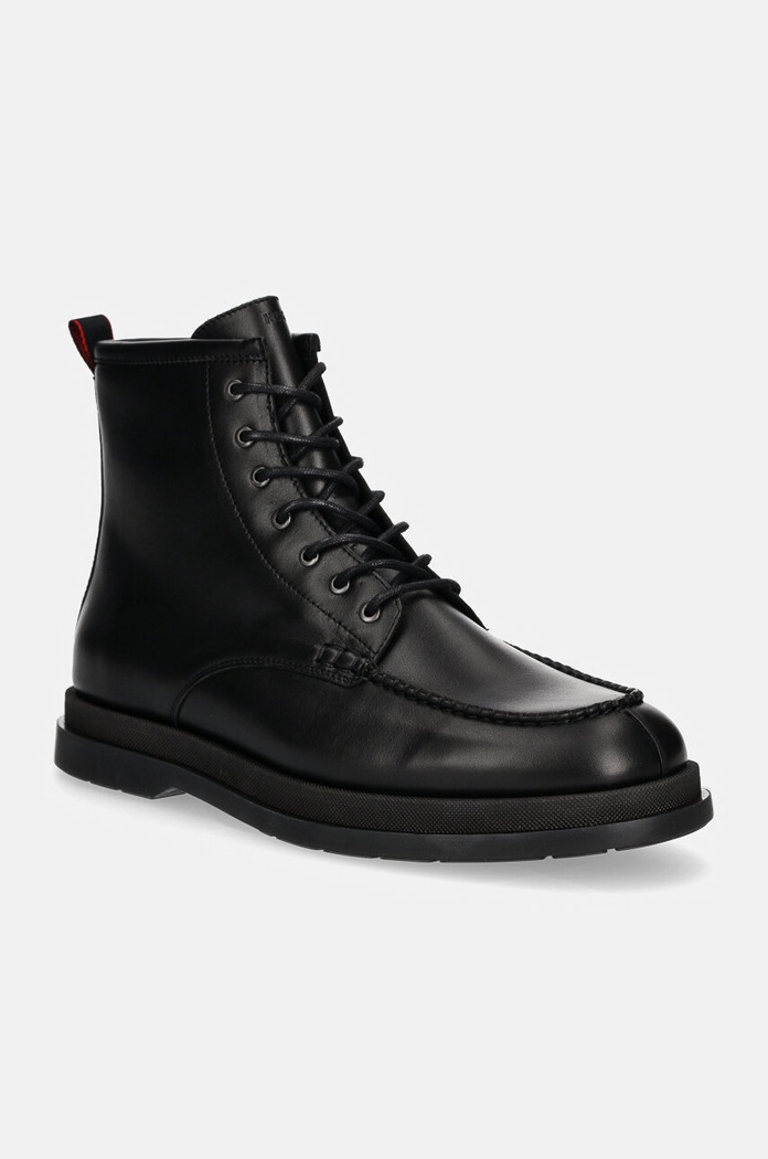 Kožené boty HUGO Chaol casual černá 50529015.001