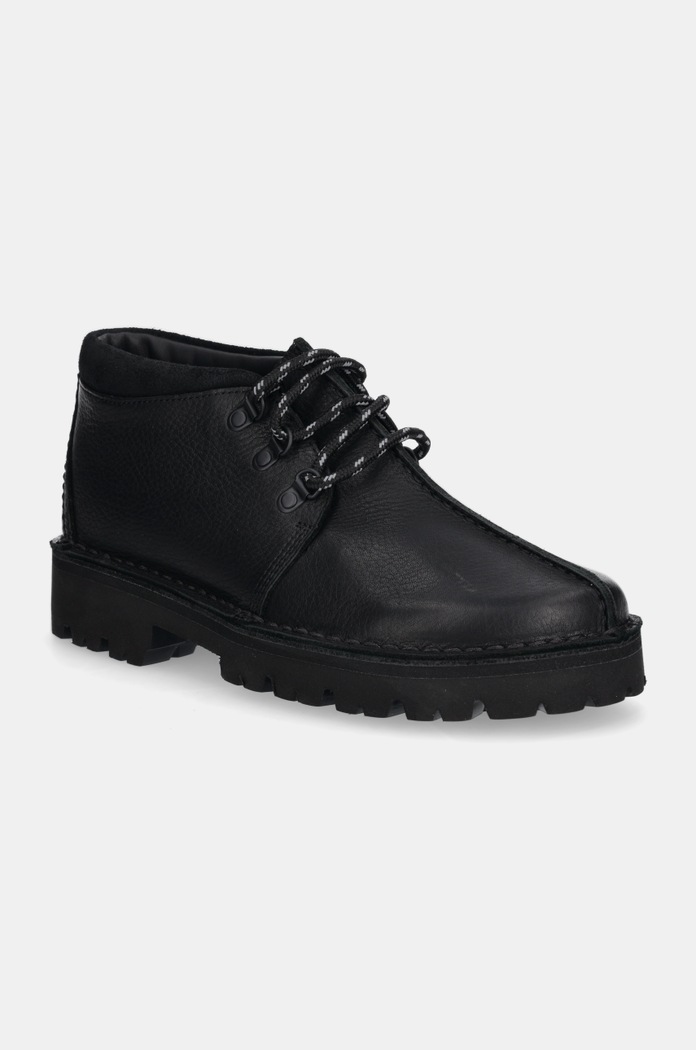 Kožne cipele Clarks Originals Trek Hike zrnata koža crna 26179321