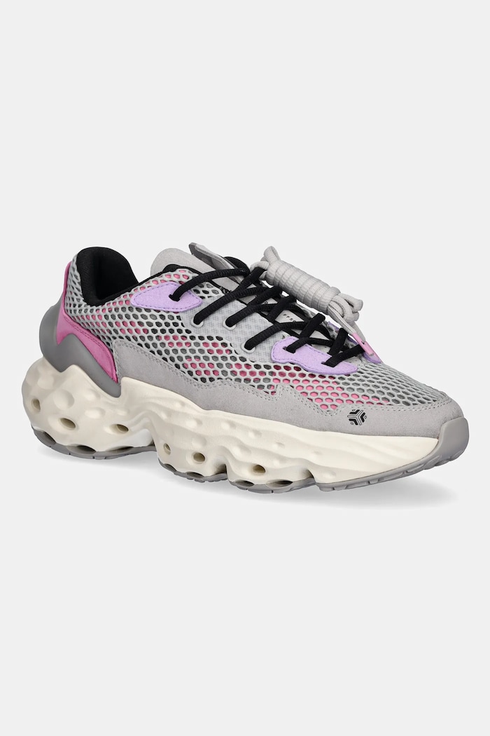 Sneakers Flowers for Society Seed.One απομίμηση λείου δέρματος γκρί FFS010M