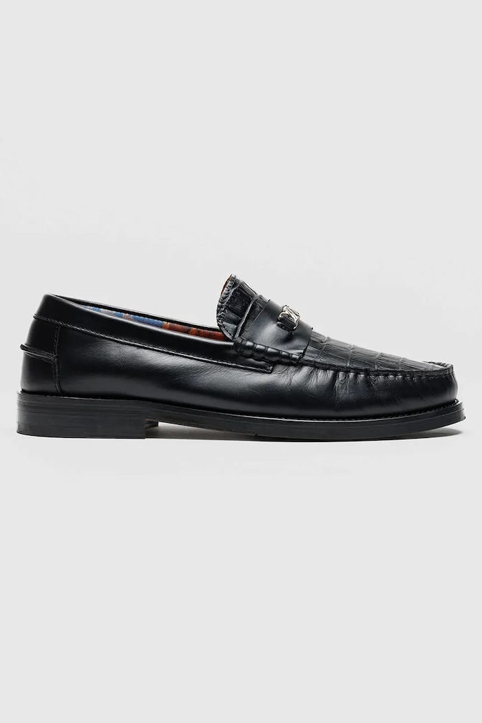 Naked Wolfe mocasini de piele Roma casual negru Roma.Black.Croc