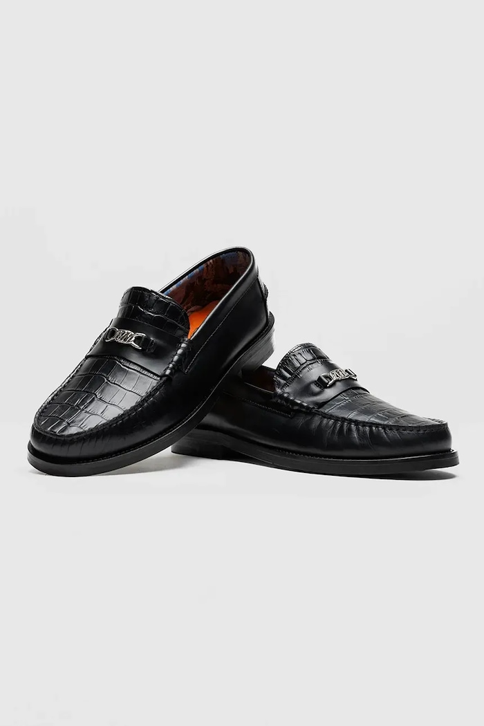 Naked Wolfe mocasini de piele Roma Roma.Black.Croc negru AW24