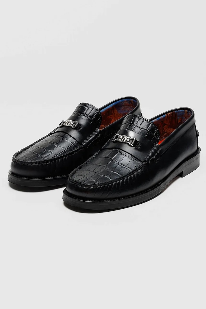 Încălțăminte Naked Wolfe mocasini de piele Roma Roma.Black.Croc negru