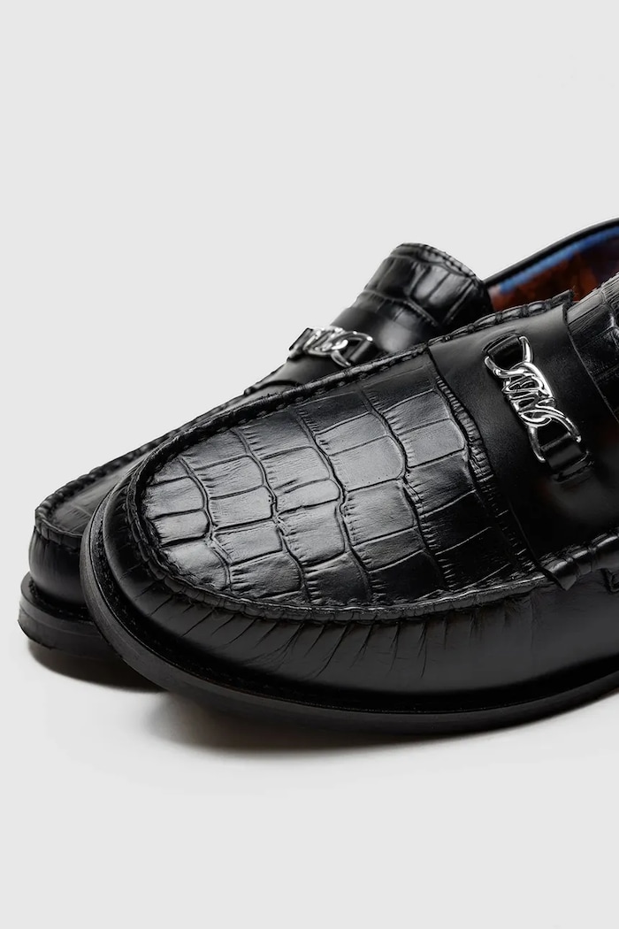 Naked Wolfe mocasini de piele Roma negru Roma.Black.Croc