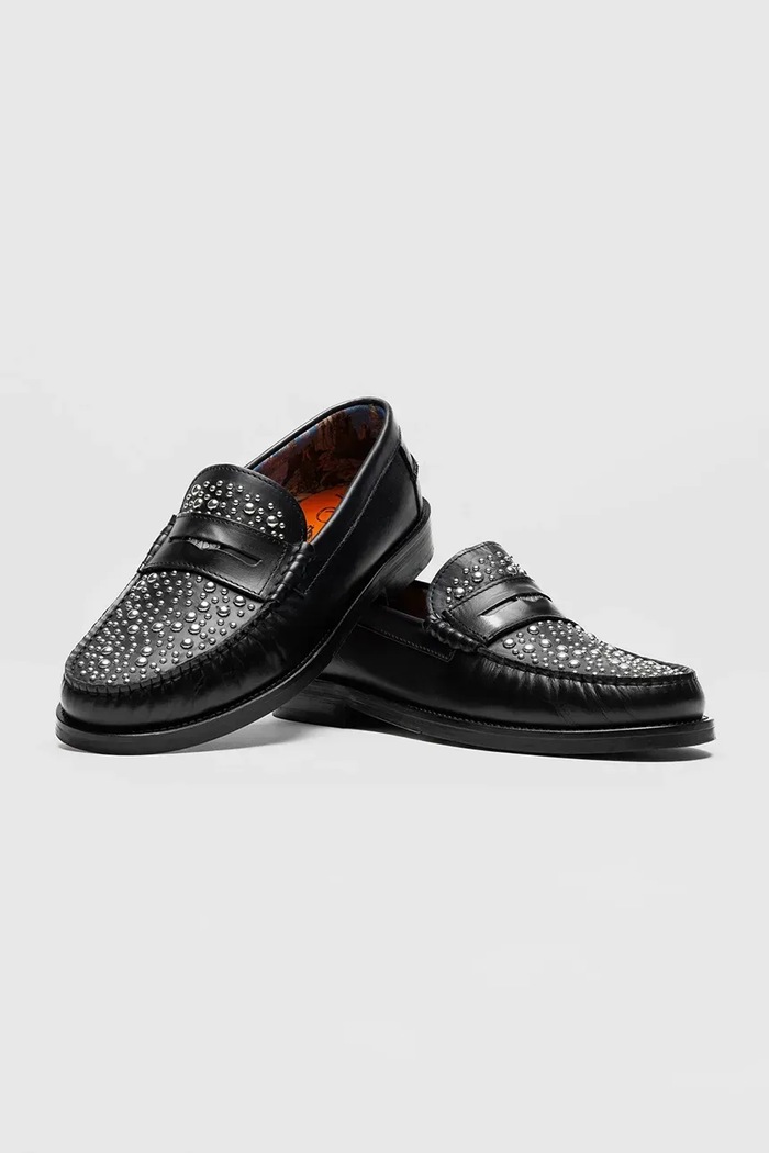 Naked Wolfe mokasyny skórzane Riviera Riviera.Black.Studs czarny AW24