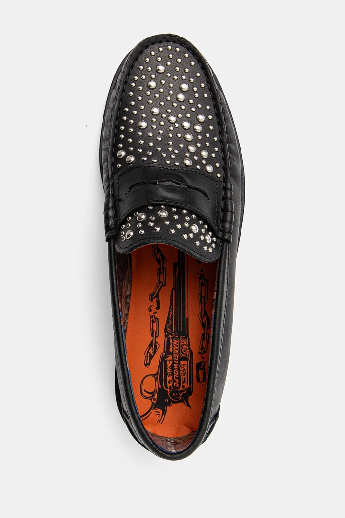 Usnjeni mokasini Naked Wolfe Riviera črna Riviera.Black.Studs