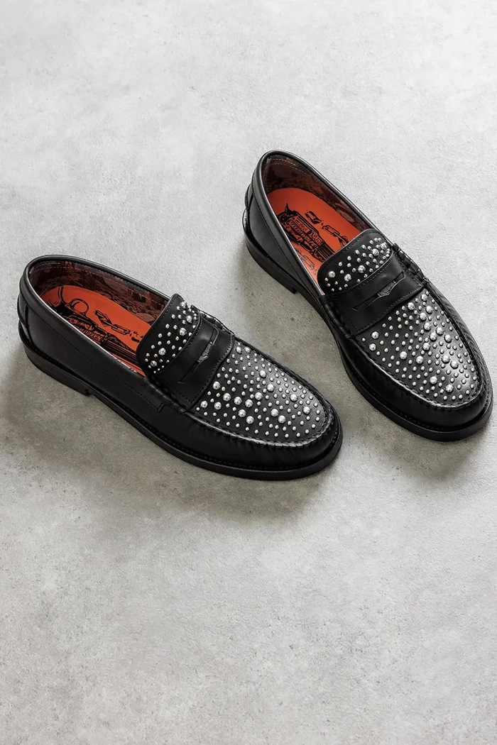 Naked Wolfe mokasyny skórzane Riviera Riviera.Black.Studs