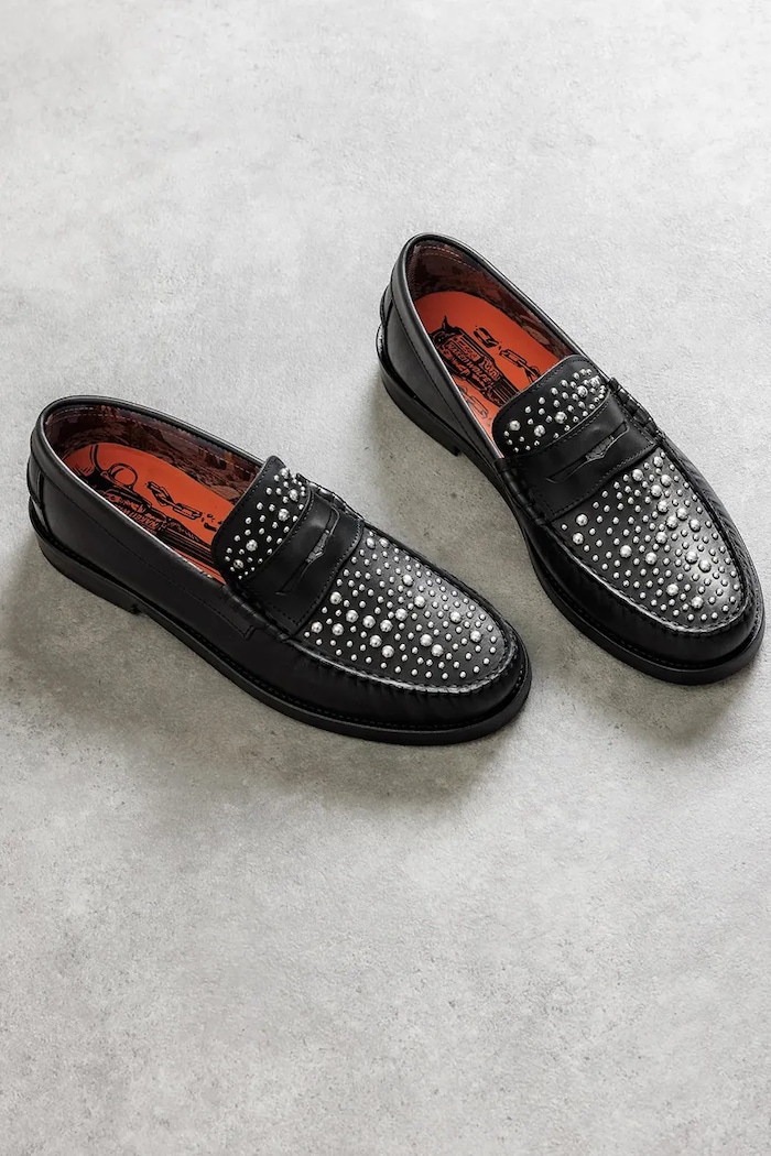 Naked Wolfe mokasyny skórzane Riviera Riviera.Black.Studs