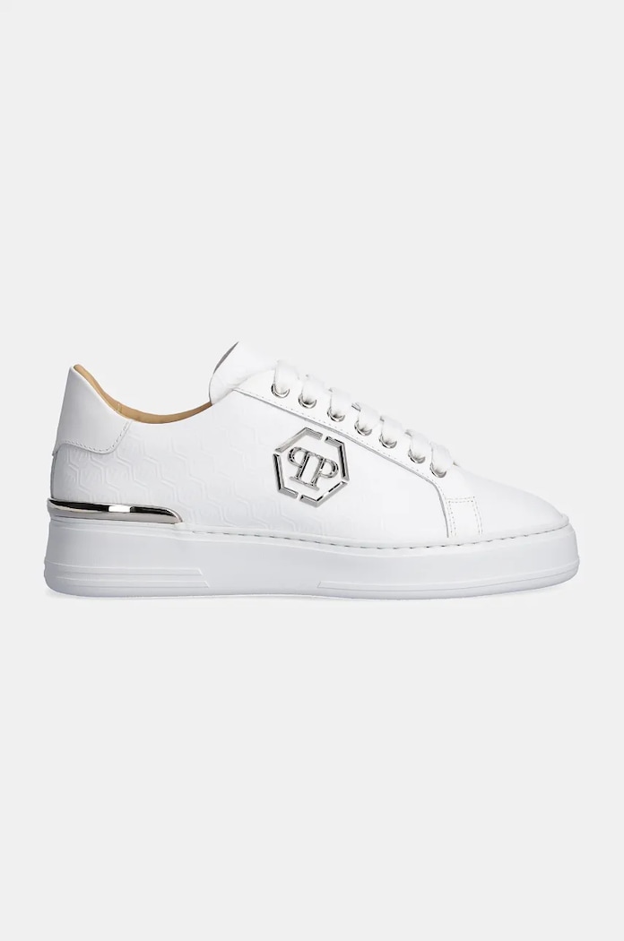 Kožené tenisky Philipp Plein Nappa Lo-Top Monogram USC0665.PLE010N.01 bílá AW24