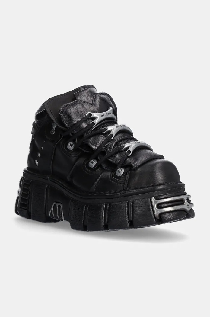 Δερμάτινα sneakers New Rock Itali Negro + Nomada Negro + Tower Negro Acero πλατφόρμα μαύρο M.106.S1