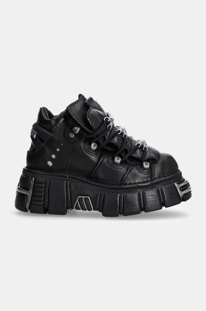 Δερμάτινα sneakers New Rock Itali Negro + Nomada Negro + Tower Negro Acero M.106.S1 μαύρο AA00