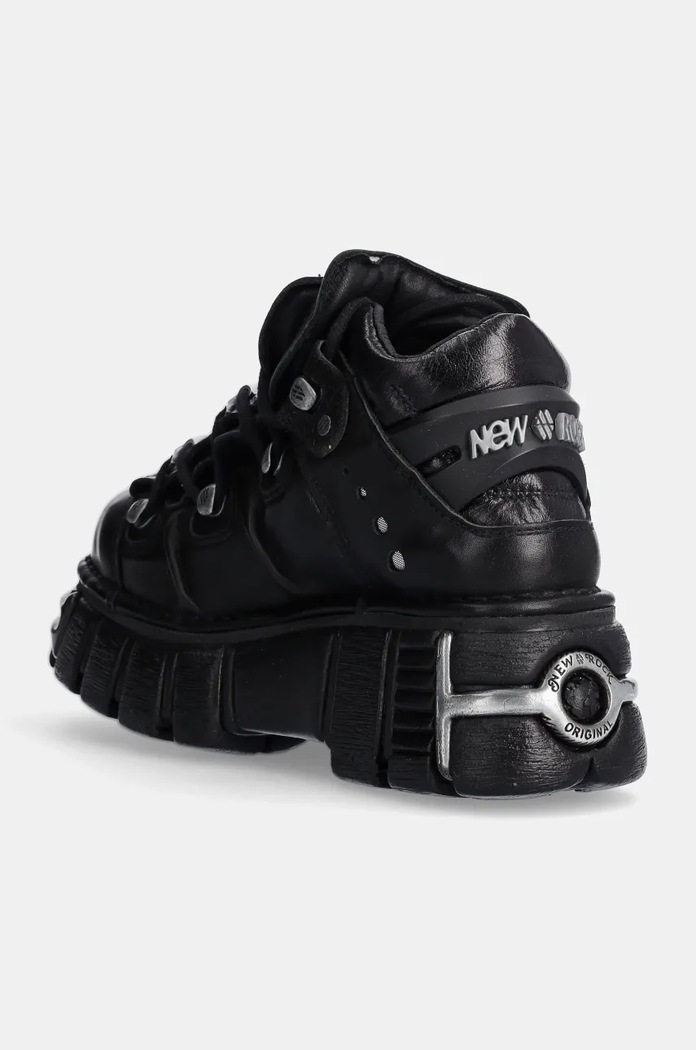 Παπούτσια Δερμάτινα sneakers New Rock Itali Negro + Nomada Negro + Tower Negro Acero M.106.S1 μαύρο