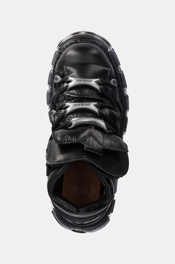 Δερμάτινα sneakers New Rock Itali Negro + Nomada Negro + Tower Negro Acero μαύρο M.106.S1