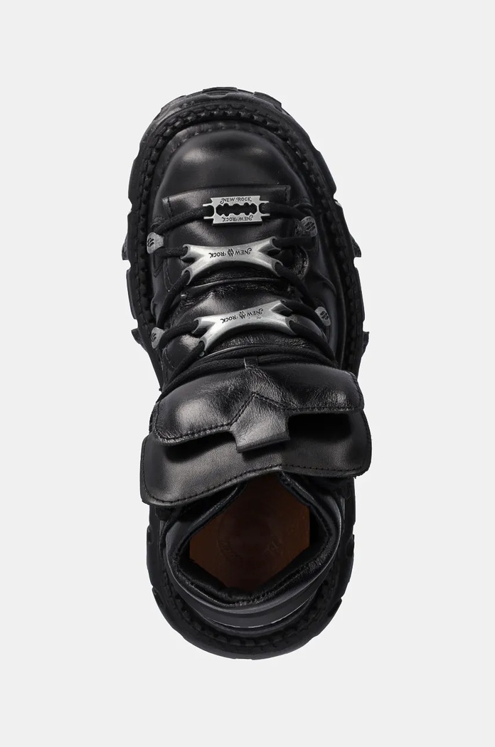 Δερμάτινα sneakers New Rock μαύρο M.TANK106.C2